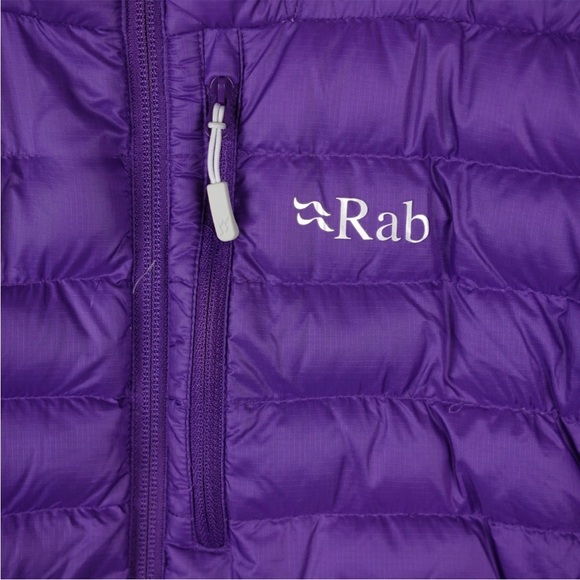 RAB NIKWAX Microlight Down Puffer Alpine Hooded Jacket Coat Size M Purple - Picture 8 of 14